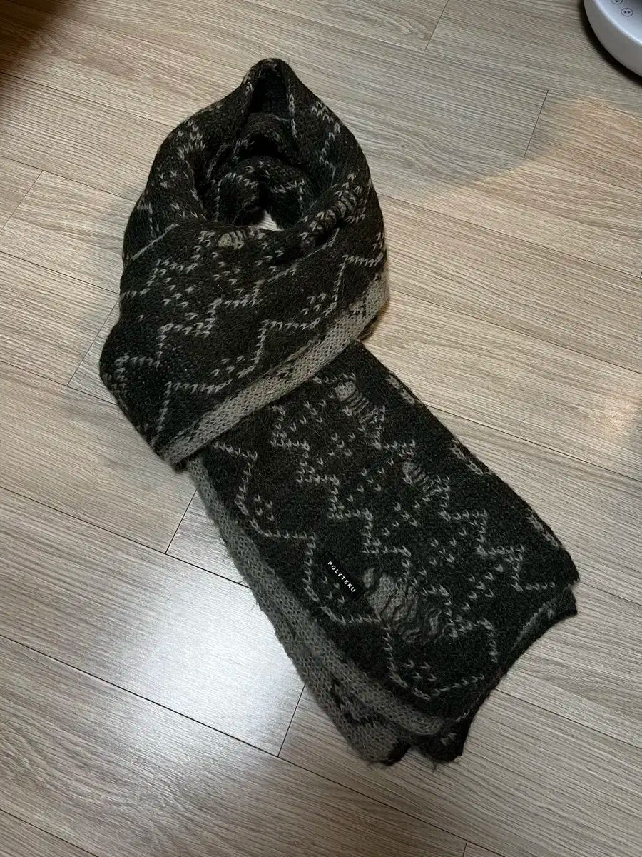 OS POLYTERU 民族 パターン マフラー ノルディック オリーブ