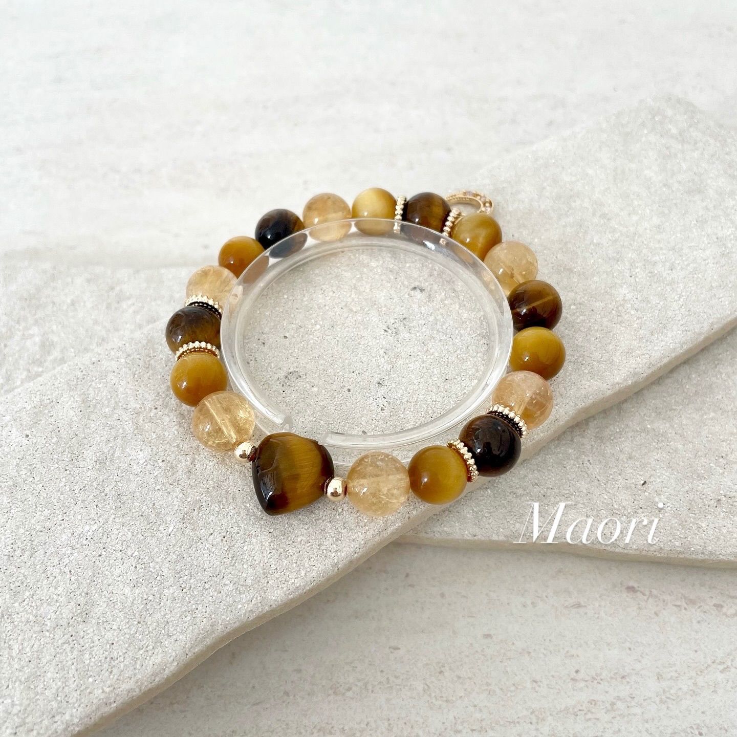 身につけるだけで、豊かさと繁栄を引き寄せるブレスレット＊タイガーアイ×シトリン＊天然石ブレスレット
