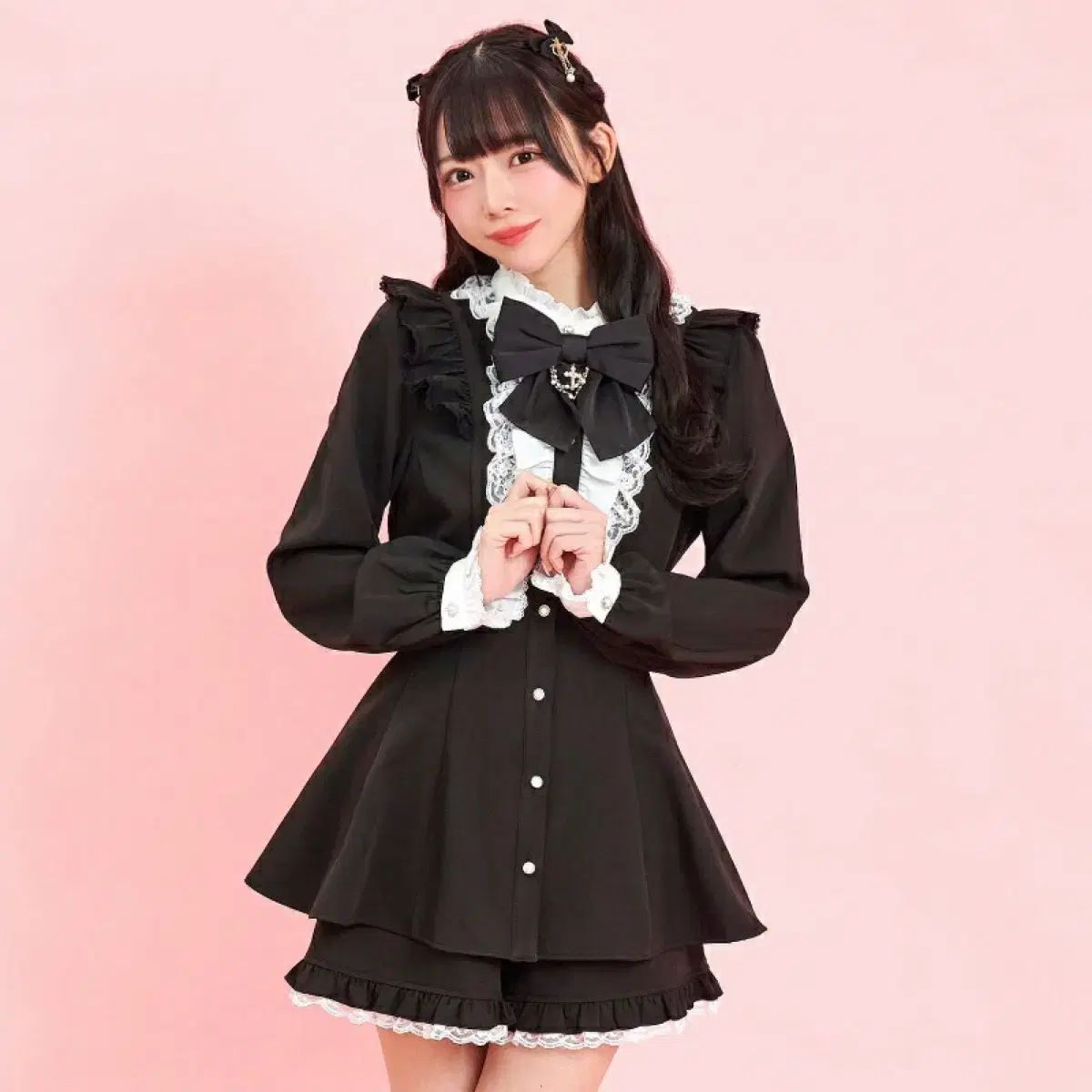 Secret Honey シークレットハニー 十字架 アクセサリー レース セットアップ クロ