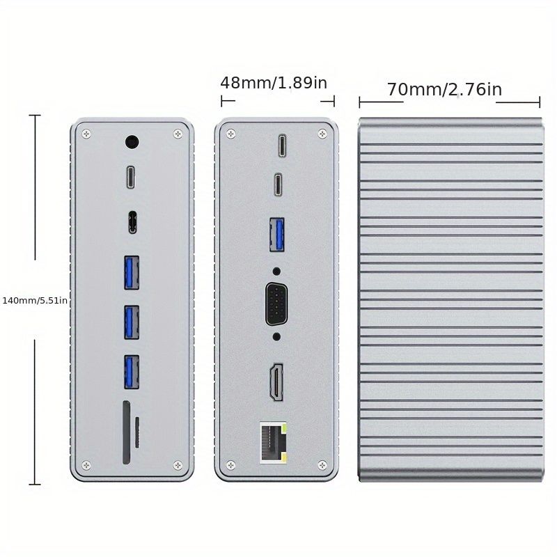 新着商品 13-in-1 Type-C ドッキングステーション USB-C to HDTV|RJ45|VGA|ハブ USB充電 USB 3.0 VGA 電子部品またはマザーボードを含むOxP