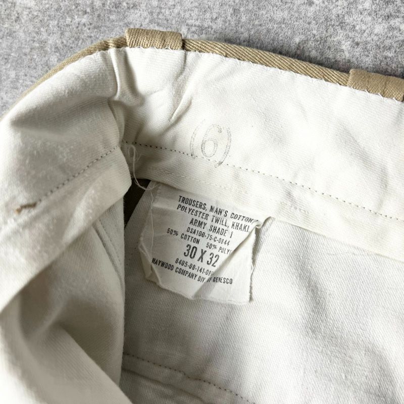 【70s古着】アメリカ軍USMC ノータックワイドストレートチノパンツ 70s 75年製 US ARMY 米軍実物 ノータック チノ パンツ 30 32
