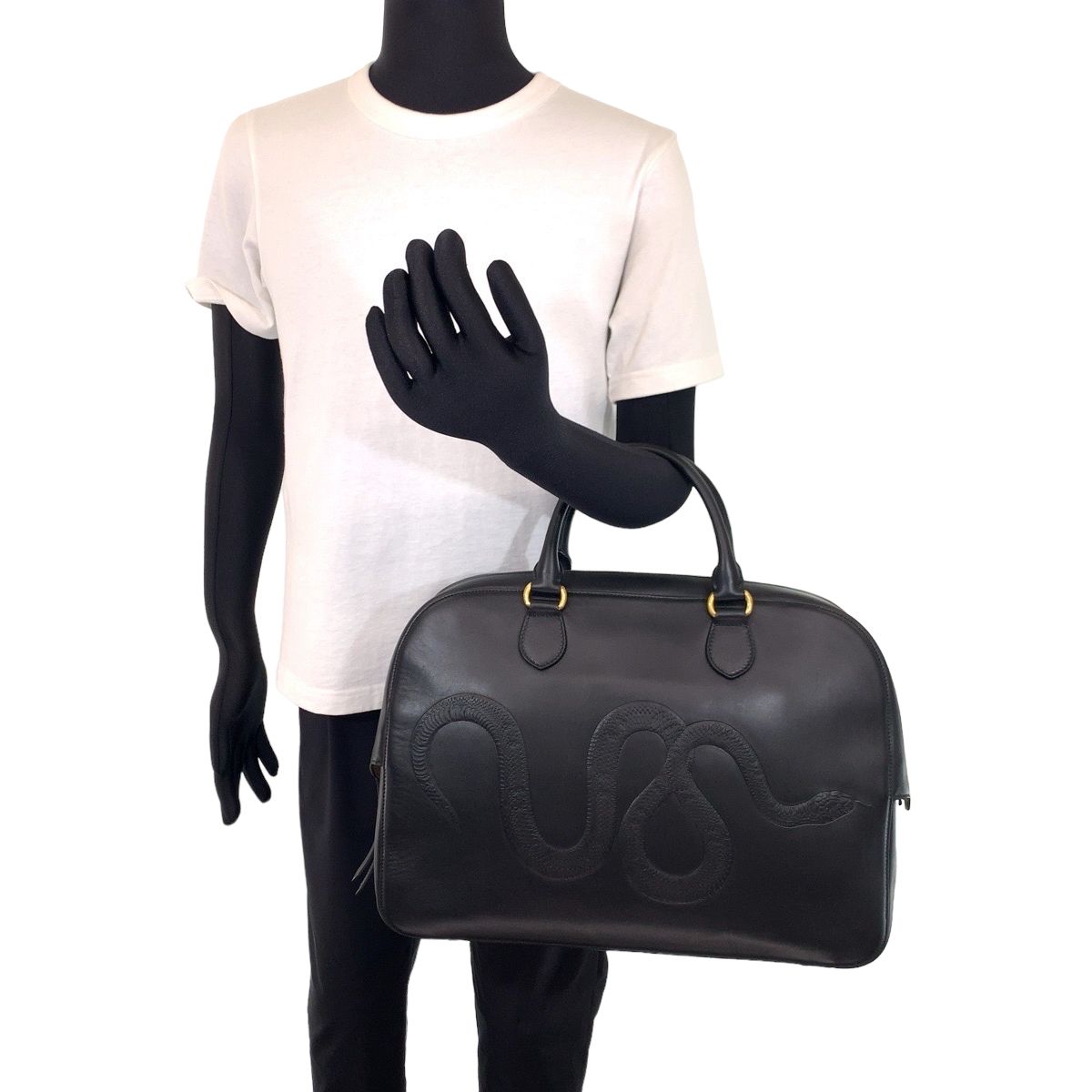 美品 GUCCI グッチ スネーク ブラック 黒 ゴールド金具 レザー 450999