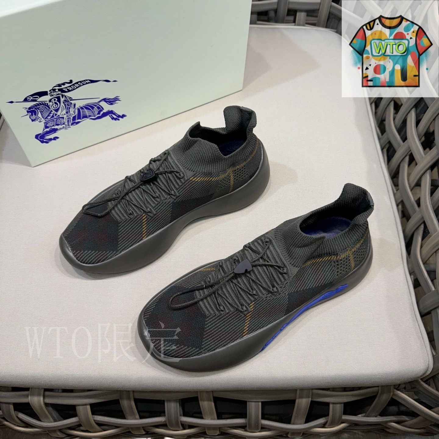 バーバリー バーバリー（BURBERRY） チェック ニット スニーカー03-3 - メルカリ