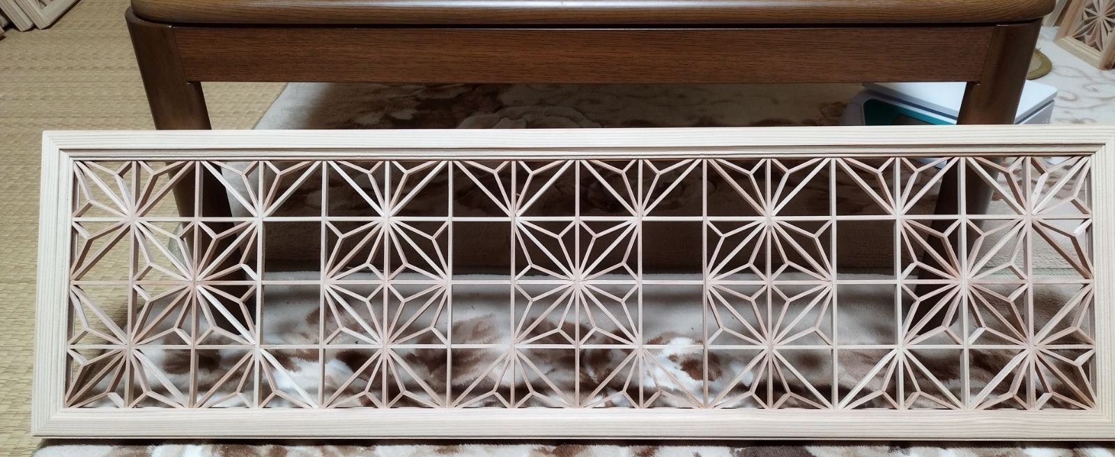 191 ❣️特価！値段交渉OK❣️麻の葉組子　吹き抜け2枚一組 木製額縁 191 麻の葉組子吹き抜け2枚一組 木製額縁