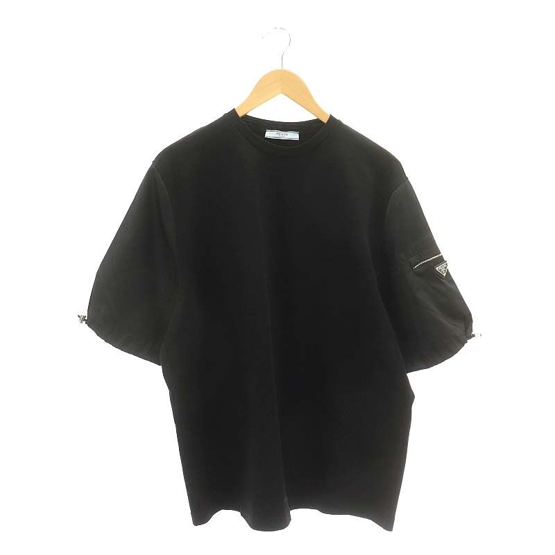 プラダ PRADA Re-Nylon トライアングルプレート オーバーサイズTシャツ カットソー 切替 ナイロン 半袖 XS 黒 ブラック S212  1YYA /HS □OS □ - メルカリ