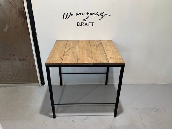 アイアン　ウッド　ダイニングテーブル　600×700　インダストリアルデザイン