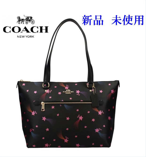 高評価即納COACH(コーチ)ブラック 星柄 チャーム付き レザー 折り財布 財布