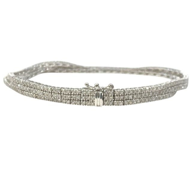 ブレスレット 3連 テニスブレスレット K18WG 18金 3.00ct ダイヤモンド 