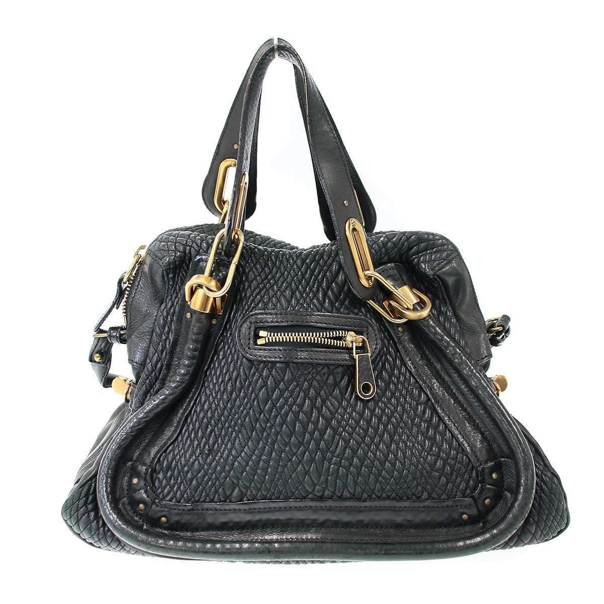 極美品 クロエ パラティ トートバッグ 2way ブラウンカーキ レザー