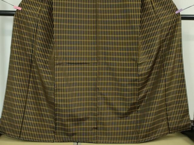 平和屋本店■極上　本場黄八丈　黒八丈　平織　紬　格子　逸品　未使用　DZAA4157kh5 平和屋本店□極上 本場黄八丈 黒八丈 平織 紬 格子 逸品 未使用