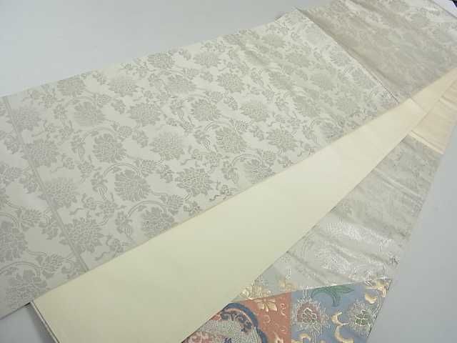 未使用❤金彩「鳳凰花唐草」お太鼓柄袋帯 平和屋着物□太鼓柄袋帯 悠久静雅 鳳凰切嵌花文 銀糸 逸品
