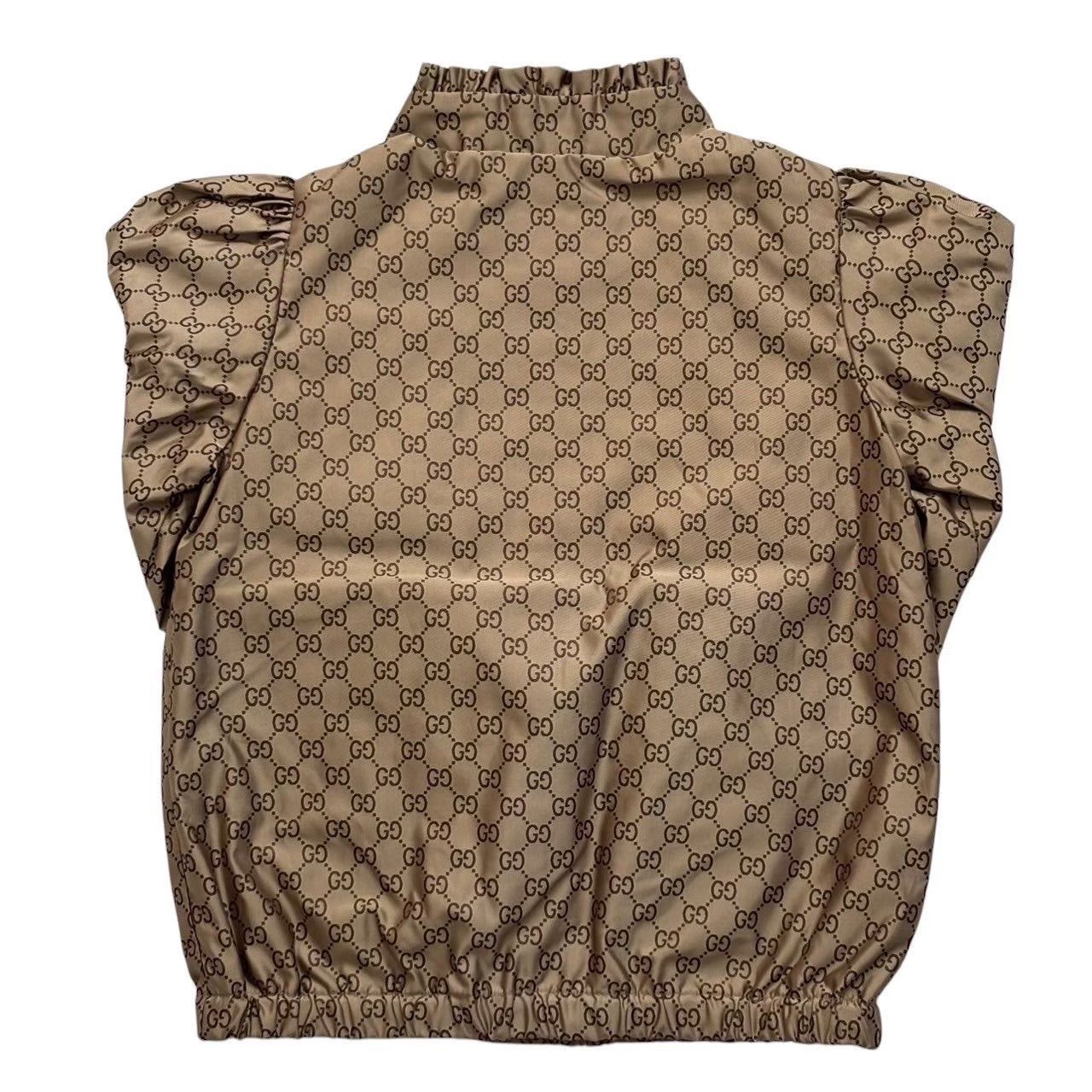 GUCCI グッチ ジャンバー 茶系 ブラウン系 GGキャンバス 上着 フリル 