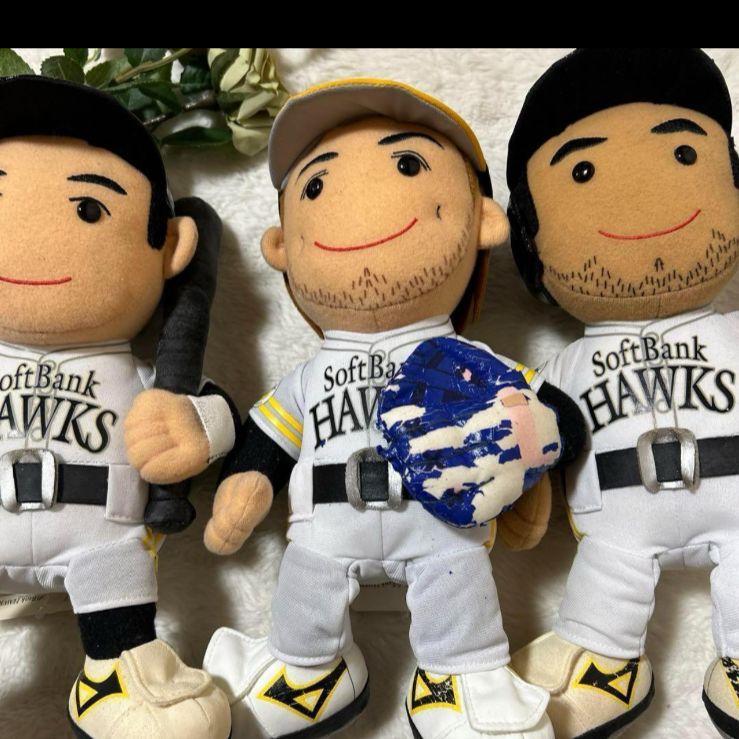 希少品 福岡ソフトバンクホークス 選手ぬいぐるみ 3体セット 川﨑 新垣