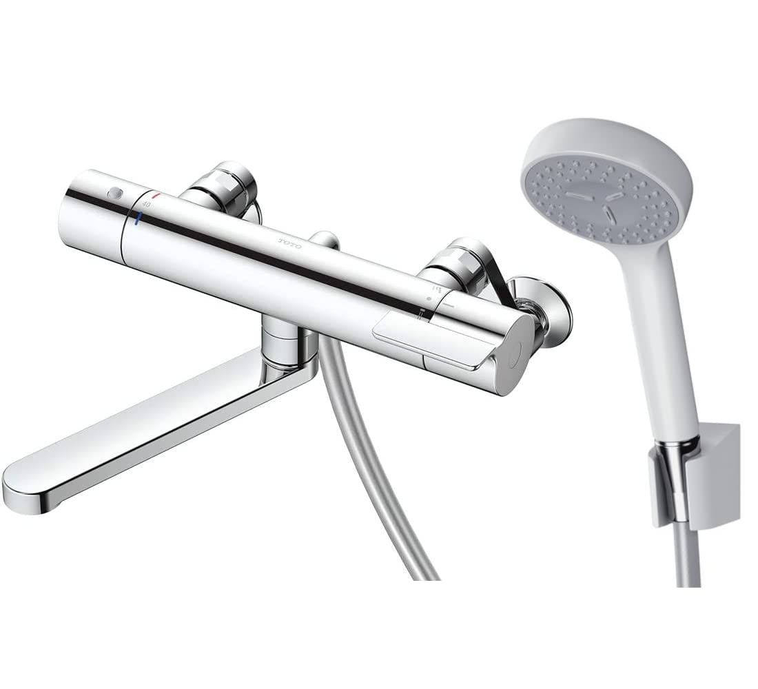 TOTO 浴室用壁付サーモスタット混合水栓 170mm コンフォートウェーブ90φ シルバー TBV03401J1