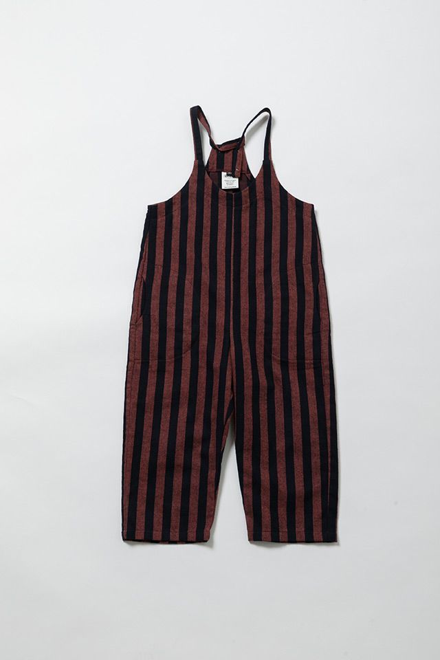 minau/ストライプオーバーオール パンツ ズボン　新品子供服100 キッズ 女の子 男の子
