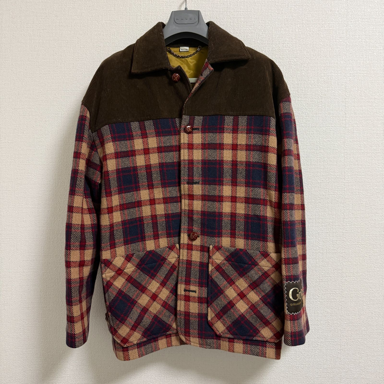 美品】グッチ GUCCI チェック柄 ウール混 コットン切替 ジャケット