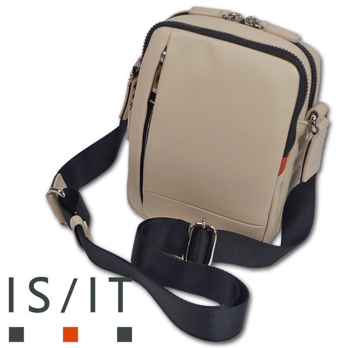 イズイット IS|IT 牛革 レザー ミニショルダーバッグ シュルビ アイボリー 定価20 900円 撥水 コンパクト サコッシュ 撥水 ショルダーバッグ オールレザー シンプル