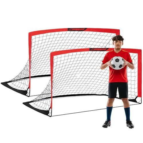RUNNZER ポータブルサッカーゴール　2個 192cm_レッド 192cm 2個入セット L RUNNZER サッカー ゴール