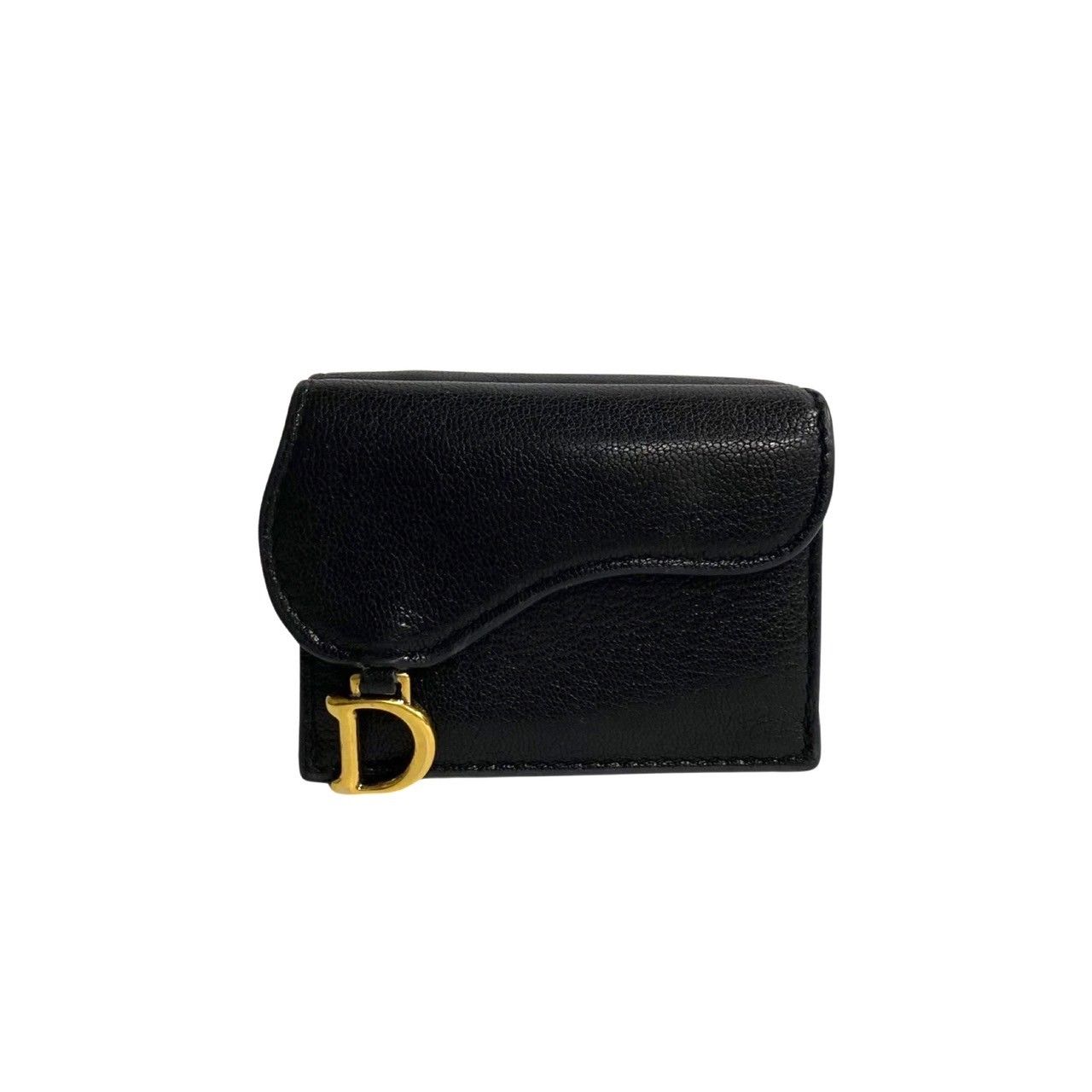極 美品 Christian Dior ディオール サドル フラップ ロゴ 金具 レザー  