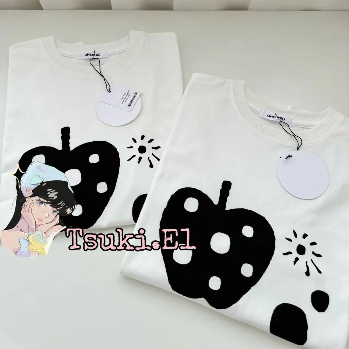 【OHESHIO】APPLE DOT OVERFIT T-SHIRT オーバーフィットTシャツ 新品 韓国 OHESHIO APPLE DOT OVERFIT T-SHIRT人気 半袖