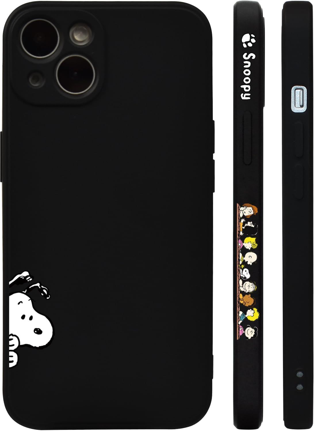 【数量限定】防キズ レンズ保護 カバー 高耐久性 スマートフォンケース ワイヤレス充電対応 萌えキャラ可愛い スマホケース アンチ指紋 キャラクター 良質テクスチャー ケース 用 黒 iPhone15