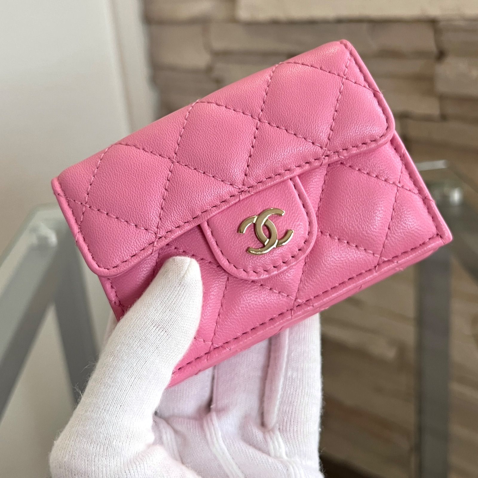 未使用品 CHANEL スモール フラップ ウォレット ピンク おり財布 