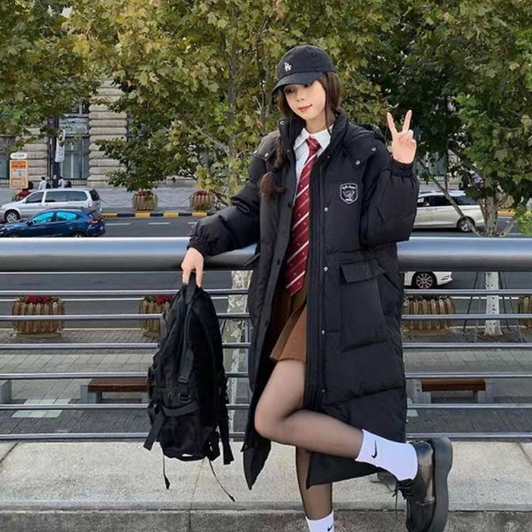 スクールコート 女子 中綿コート 通学 中綿 アウター ロング丈 無地 