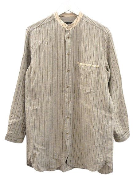 フランクリーダー FRANK LEDER ノーカラーストライプリネンシャツ XS  