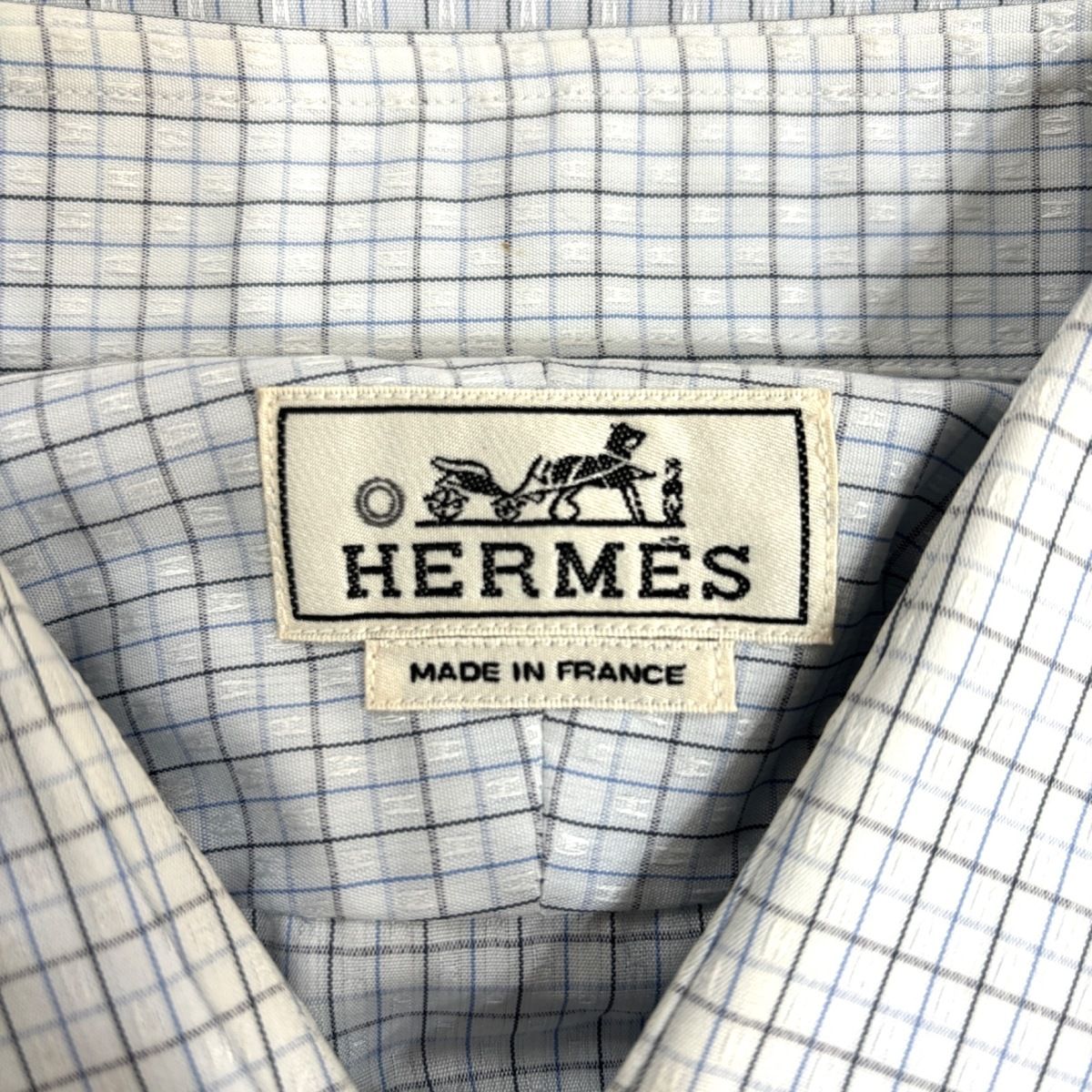 HERMES(エルメス) 長袖シャツ サイズ41 メンズ - ライトブルー×ブルー×ダークネイビー