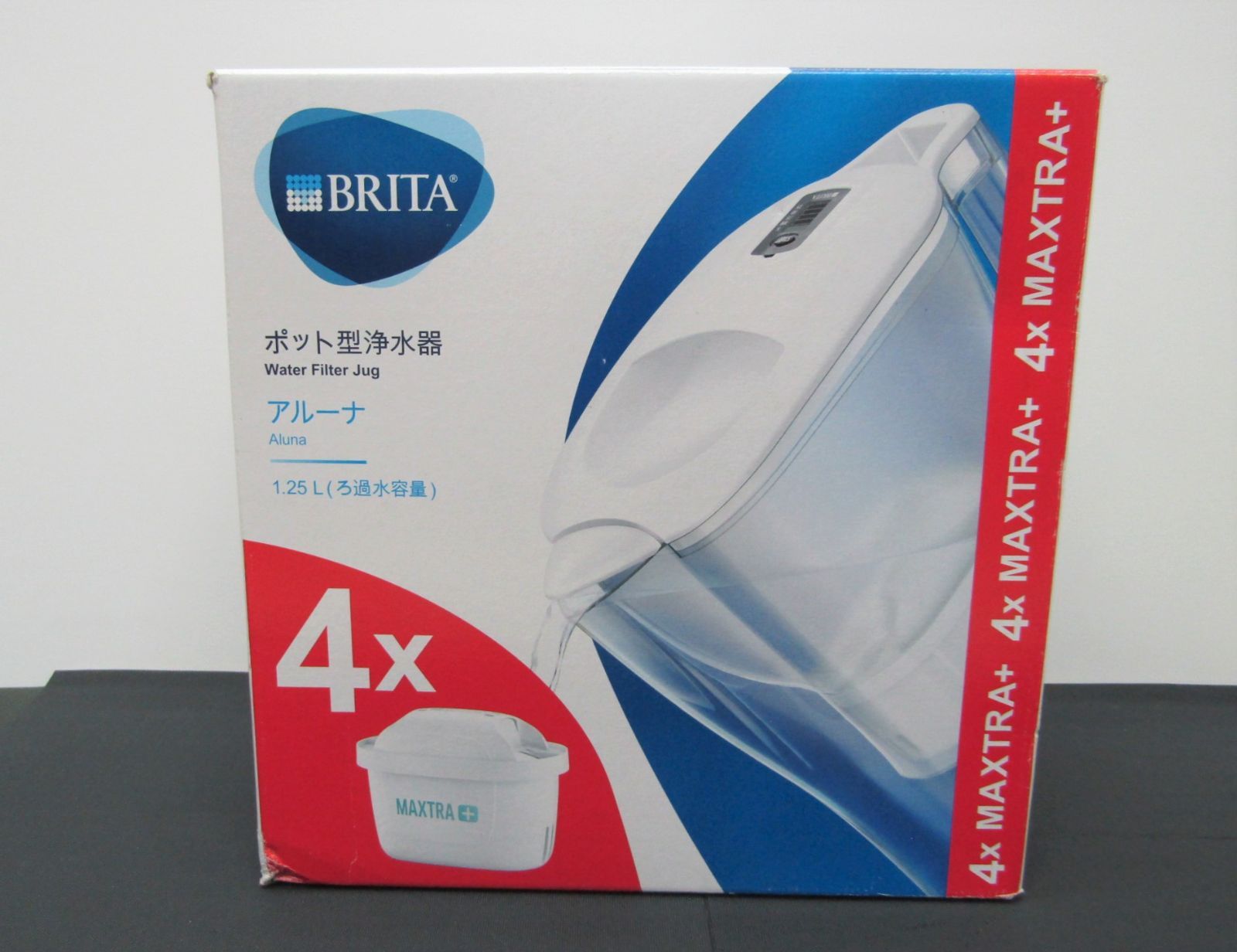 【未使用品】BRITA ポット型浄水器 アルーナ ろ過水容量 1.25L カートリッジ 4個入り ブリタ カートリッジ使用期限 2026年