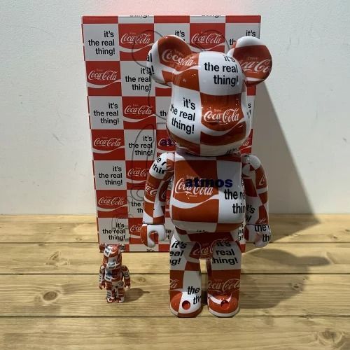 MEDICOM TOY - アトモス　ベアブリック   コカコーラコラボ チェッカーボード400% 100% MEDICOM TOY BE@RBRICK atmos x Coca-Cola 100% & 400