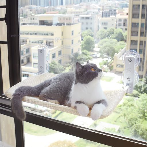 猫ハンモック窓猫ベッド吸盤式強力な吸盤窓掛け窓際マット折りたたみ窓ハンモック取り付け簡単四季兼用耐荷重15kg日光浴ネコ用猫キャットねこ室内用睡眠運動休憩吸盤式ペットベッド(…