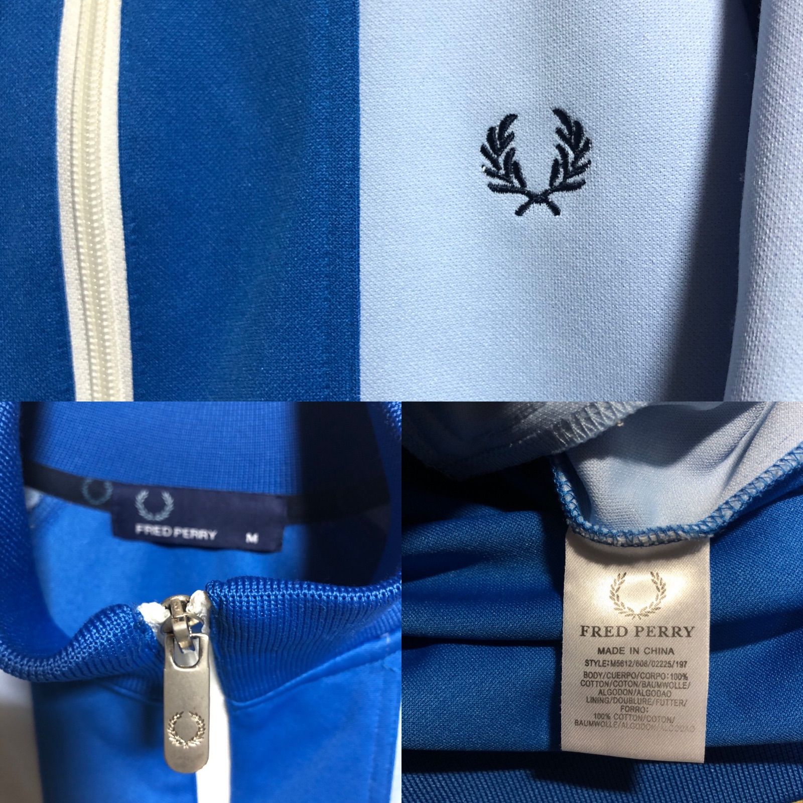 Fred Perry??トラックジャケット/ジャージ M 刺繍ロゴ ブルー 