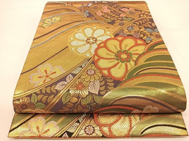 平和屋着物◎両面 六通柄袋帯 辻が花 金銀糸 正絹 逸品