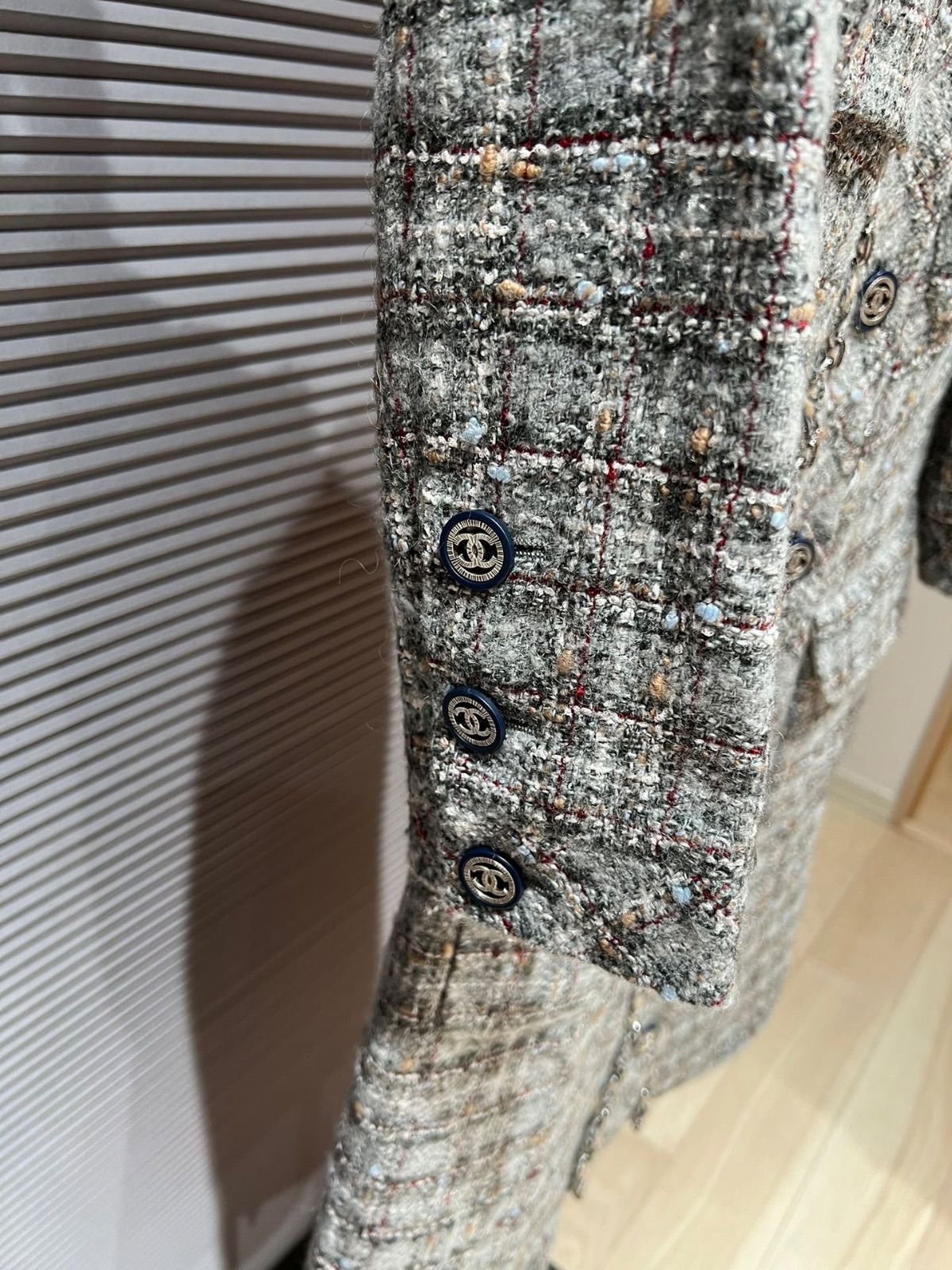 CHANEL ジャケット CHANEL シャネル ブルゾン ロゴテープニットジャケット 04P