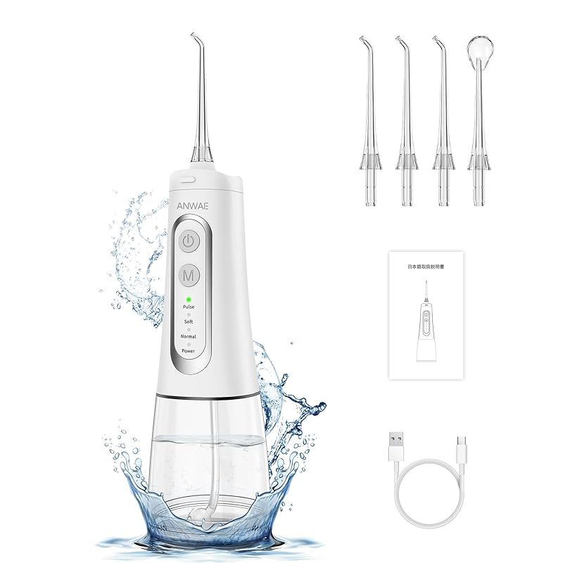 口腔洗浄器 ジェットウォッシャー ANWALE 替えノズル４本 4種類の水流モード 300MLタンク USB充電式 IPX7防水 口腔洗浄機器 M139PRO