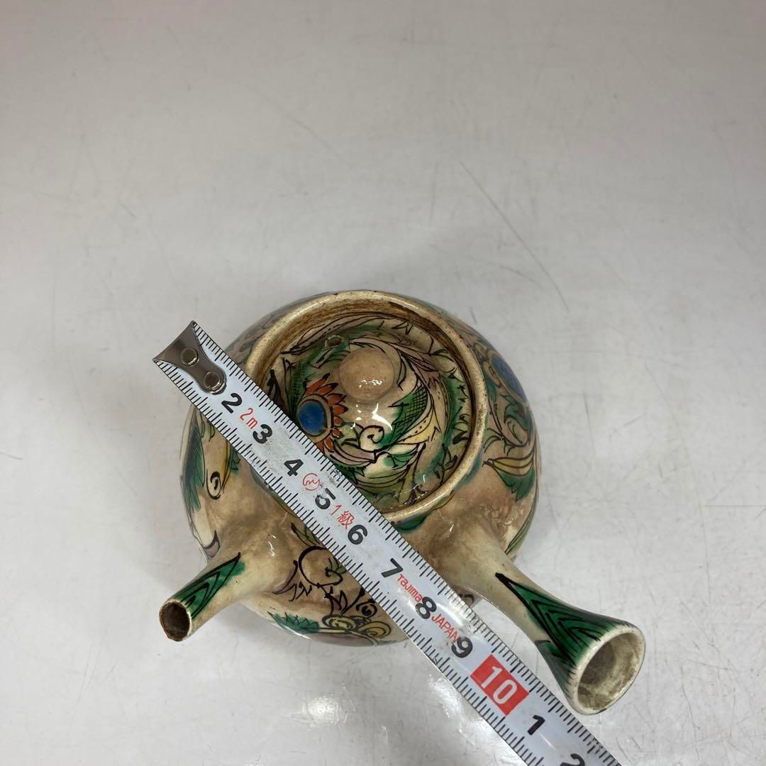 江戸後期　青九谷　横手急須　横幅13㎝　東Y5-1017④ 江戸後期 青九谷 横手急須 横幅13㎝ 東Y5-1017④ 江戸後期 青九谷