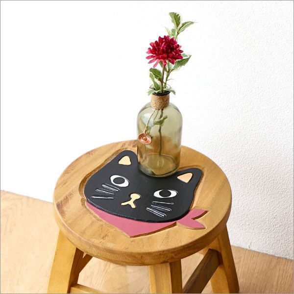 アンティーク　ウッドスツール　木製　猫脚丸椅子　花台　アジアン家具 天然木のかわいい丸イス 木製スツール 猫 雑貨 無垢材 ミニ