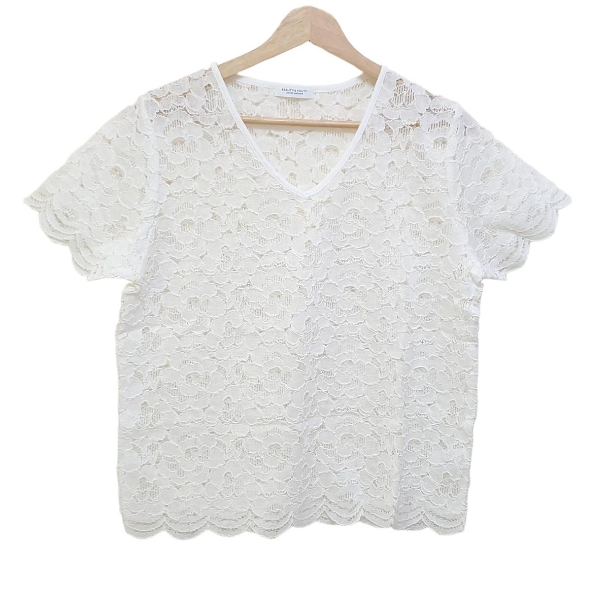 BEAUTY-YOUTH UNITEDARROWS ビューティアンドユース ユナイテッドアローズ 半袖カットソー - アイボリー レース