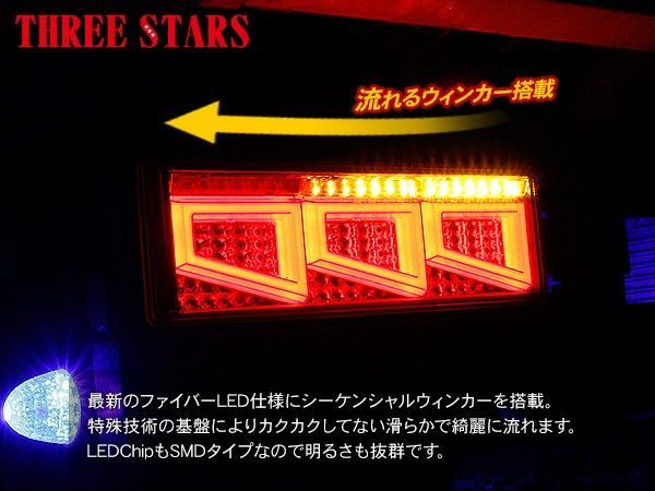 シーケンシャル ファイバー LED テールランプ 左右セット クリア×スモーク Eマーク取得済 3連 角型 カスタム 12V/24V 車検対応 保証付  流れる テール トラック用品 外装パーツ - メルカリ