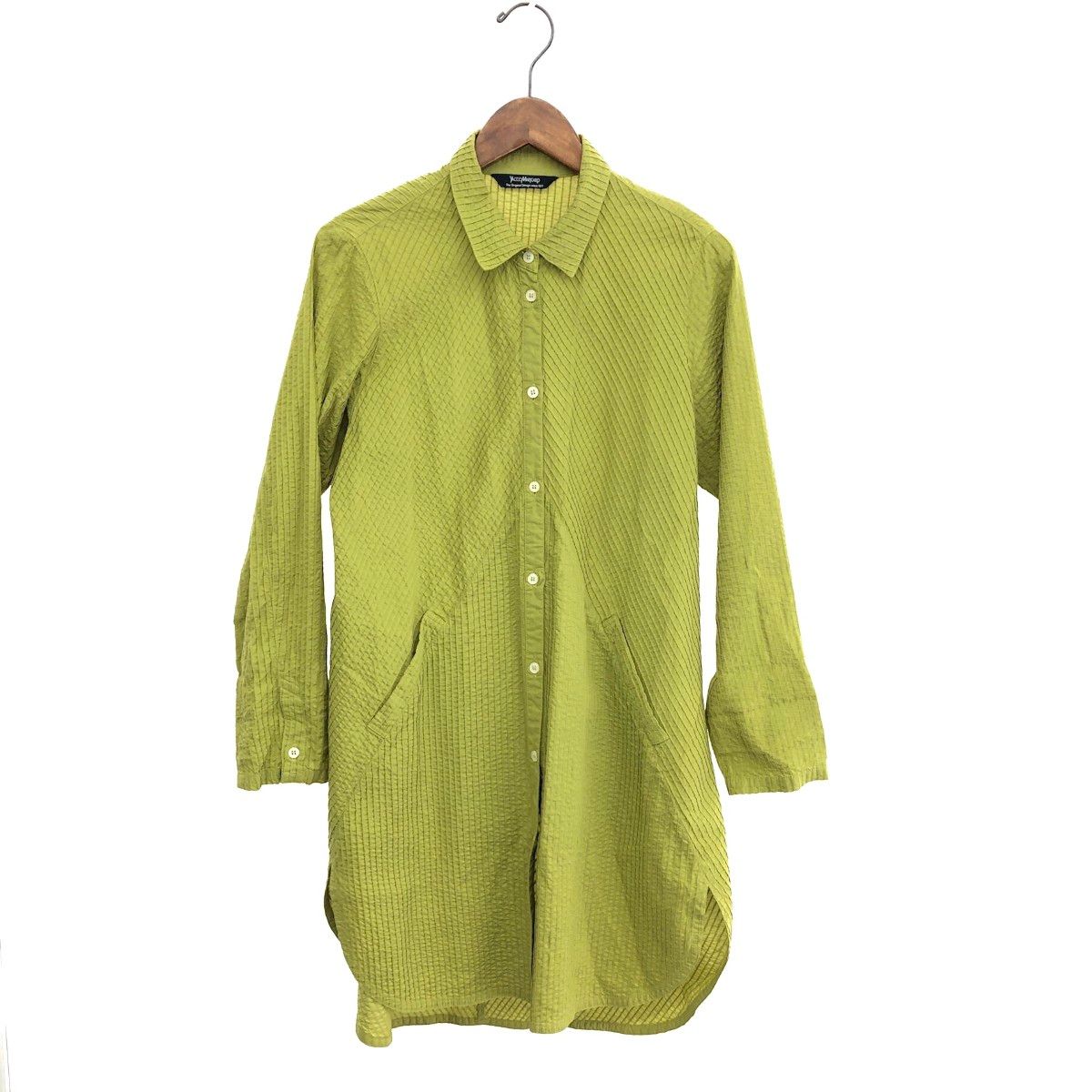 新品✨ヤッコマリカルド 定価4.9万 綿100% ピンタックワイドシャツ 2 緑 新品✨ヤッコマリカルド 定価4.9万 綿100% ピンタックワイドシャツ 2