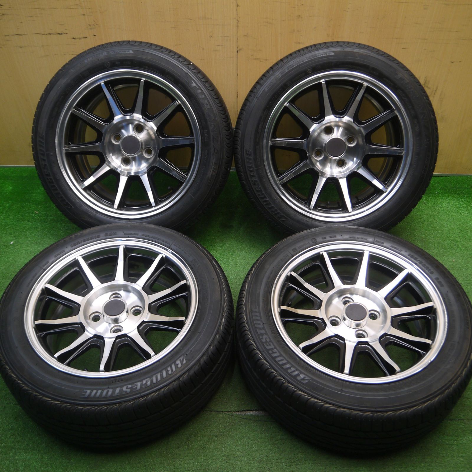 [送料無料] バリ溝！9分ENKEI BIG END BARREL 185/55R15 ブリヂストン トランザ ER300 エンケイ ビッグエンドバレル 15インチ PCD100/4H5012808Hノ
