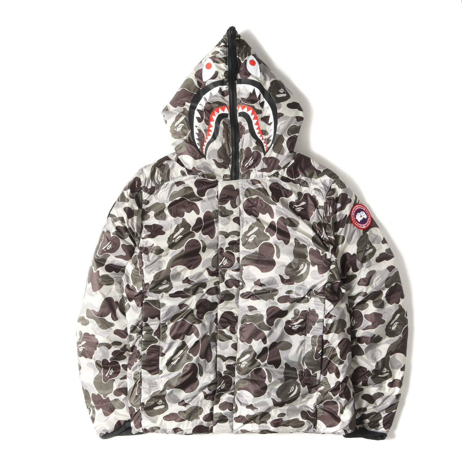 A BATHING APE エイプ ジャケット サイズ:L 21AW CANADA GOOSE CONCEPTS ABCカモ 猿迷彩 シャーク リバーシブル  ダウンジャケット ABC CAMO CROFTON SHARK HOODIE グレーカモ ブラック - メルカリ