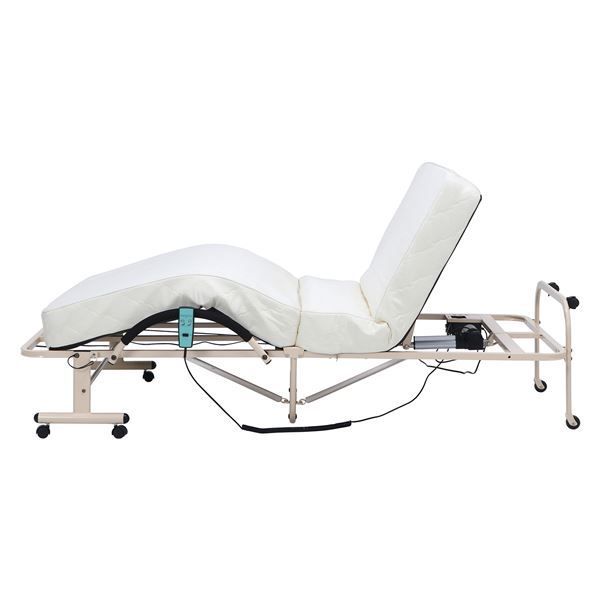 折りたたみ 電動ベッド 幅104×奥行205×高さ48cm 高床タイプ ホワイト