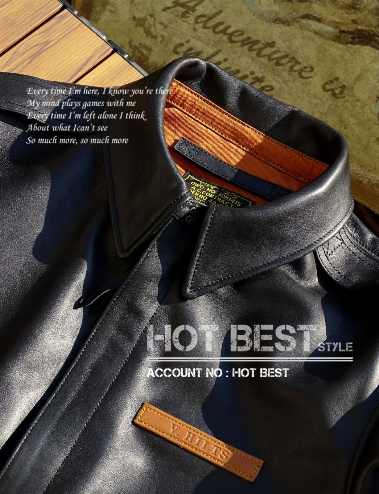 1.2mm 黒芯ホースハイド 復刻40's USAF TYPE A-2 V. HILTS フライト