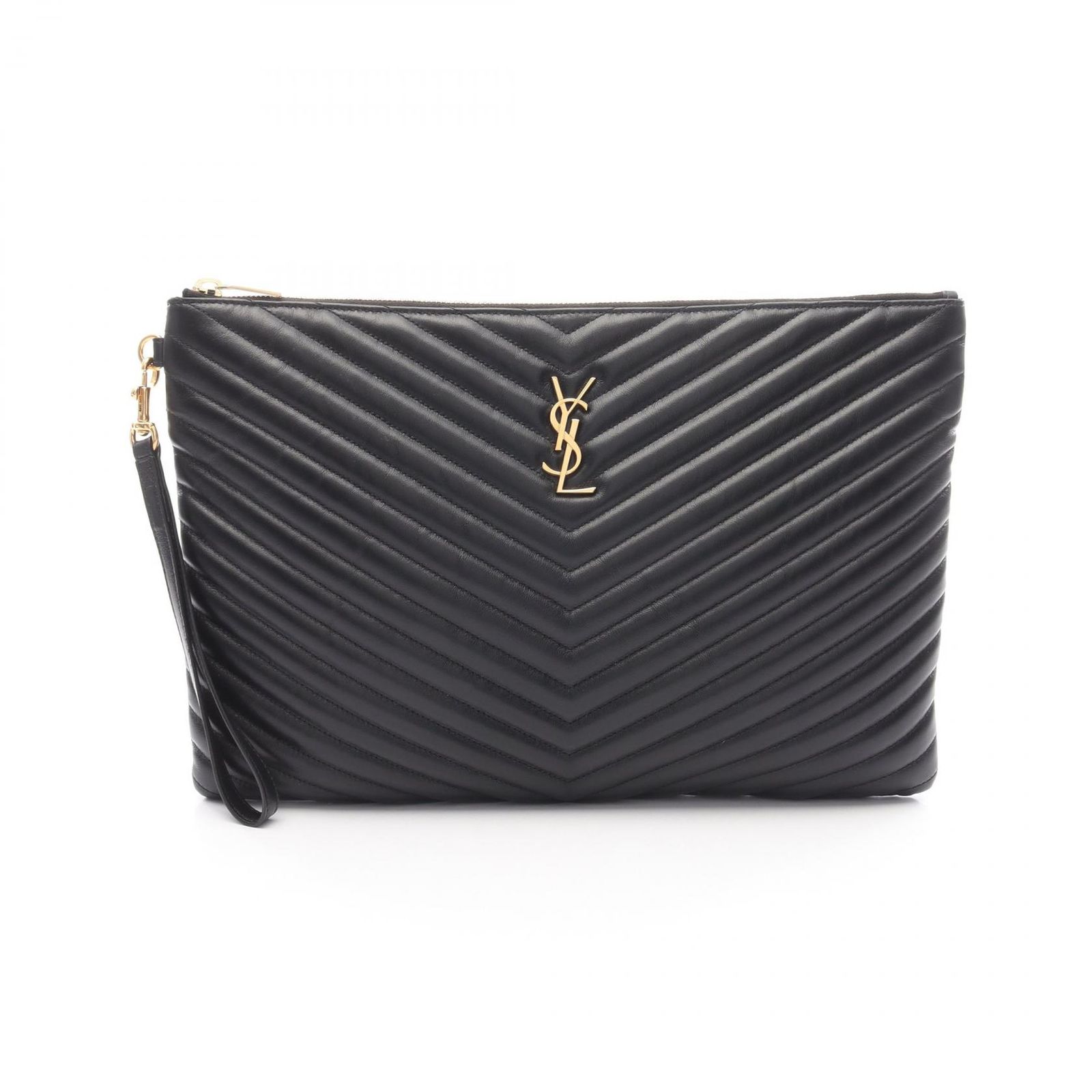 サンローランパリ SAINT LAURENT PARIS セカンドバッグ クラッチバッグ モノグラムサンローラン ジップ付き 440222CWU011000 ブラック レザー クラッチバッグ ユニセックス