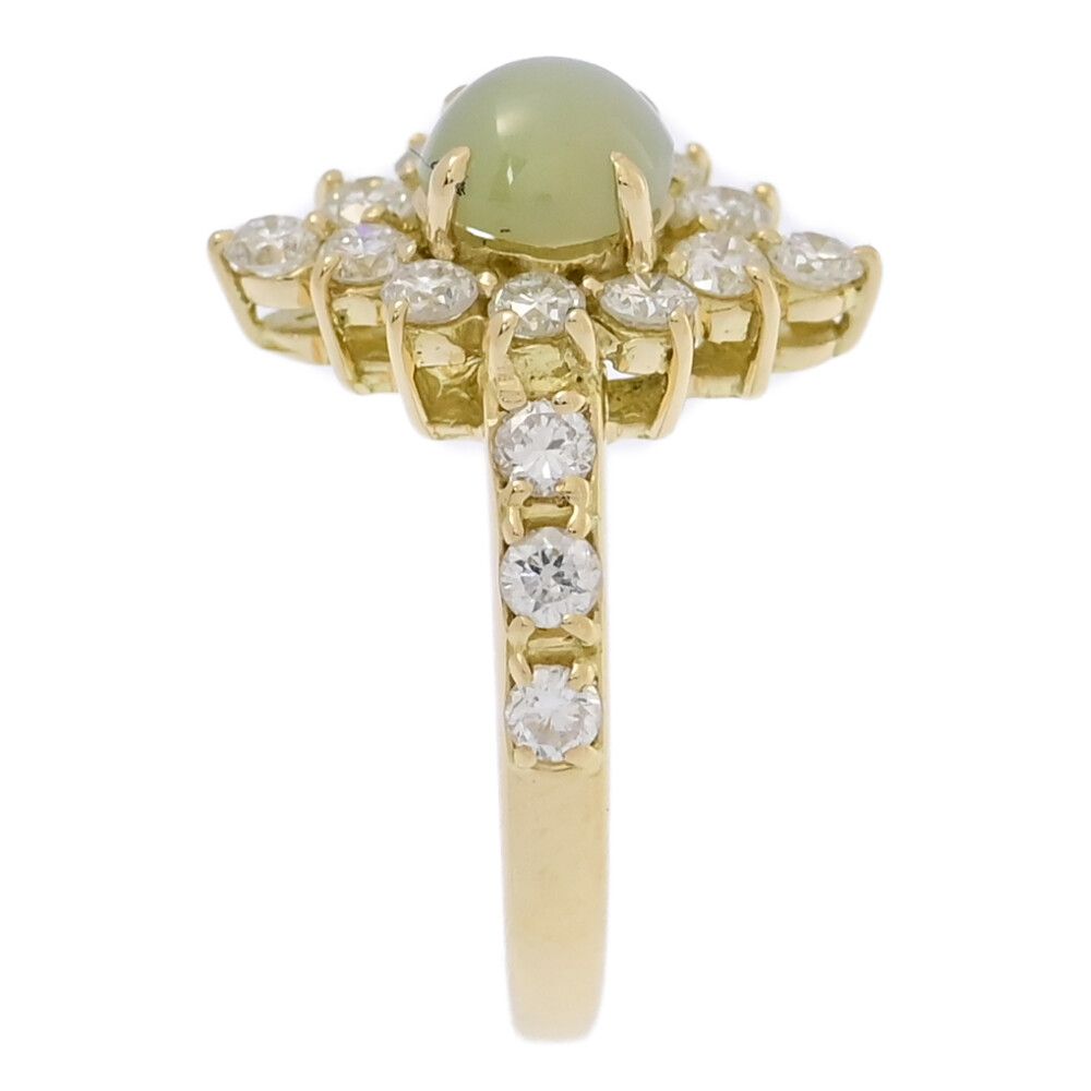 レアな逸品！k18WG キャッツアイルチル ダイヤ リング M307 CH1.17ct/FD:0.82ct/クリソベリル・キャッツアイ ダイヤモンド