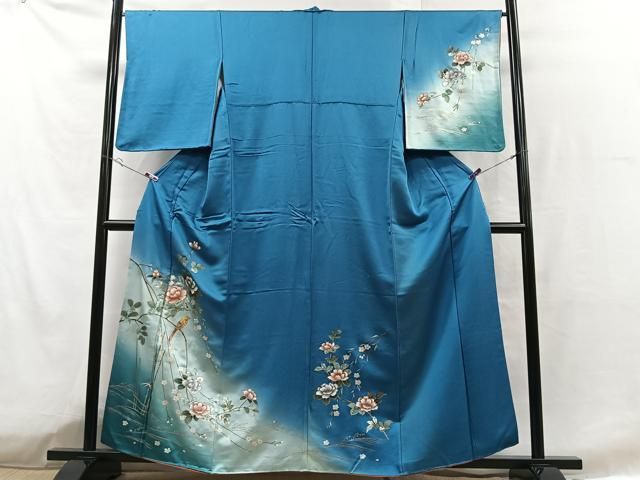 平和屋着物○訪問着 絞り 枝花文 暈し染め 金銀彩 正絹