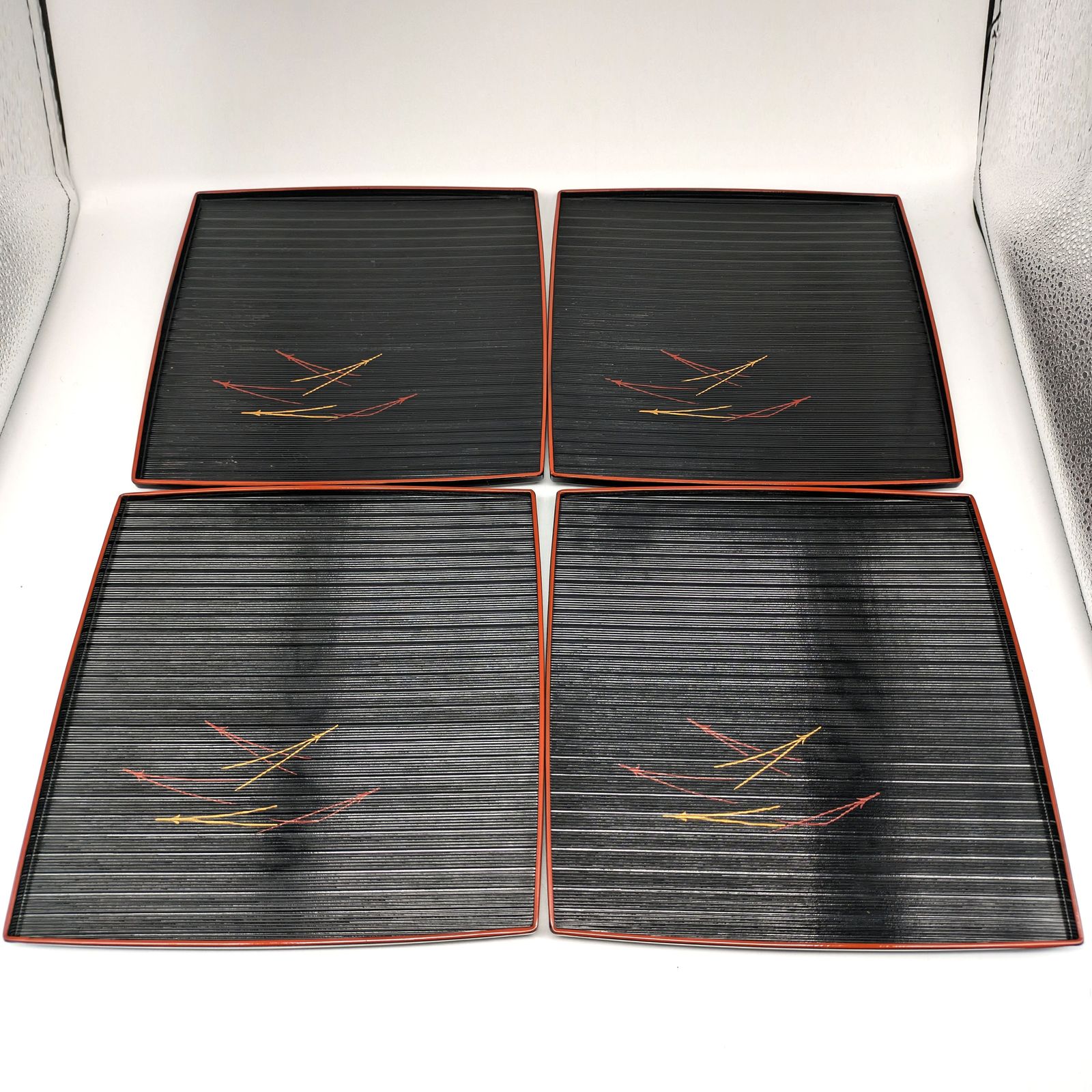 漆器角盆・お盆・トレー・5枚セット・No.230907-22・梱包サイズ80