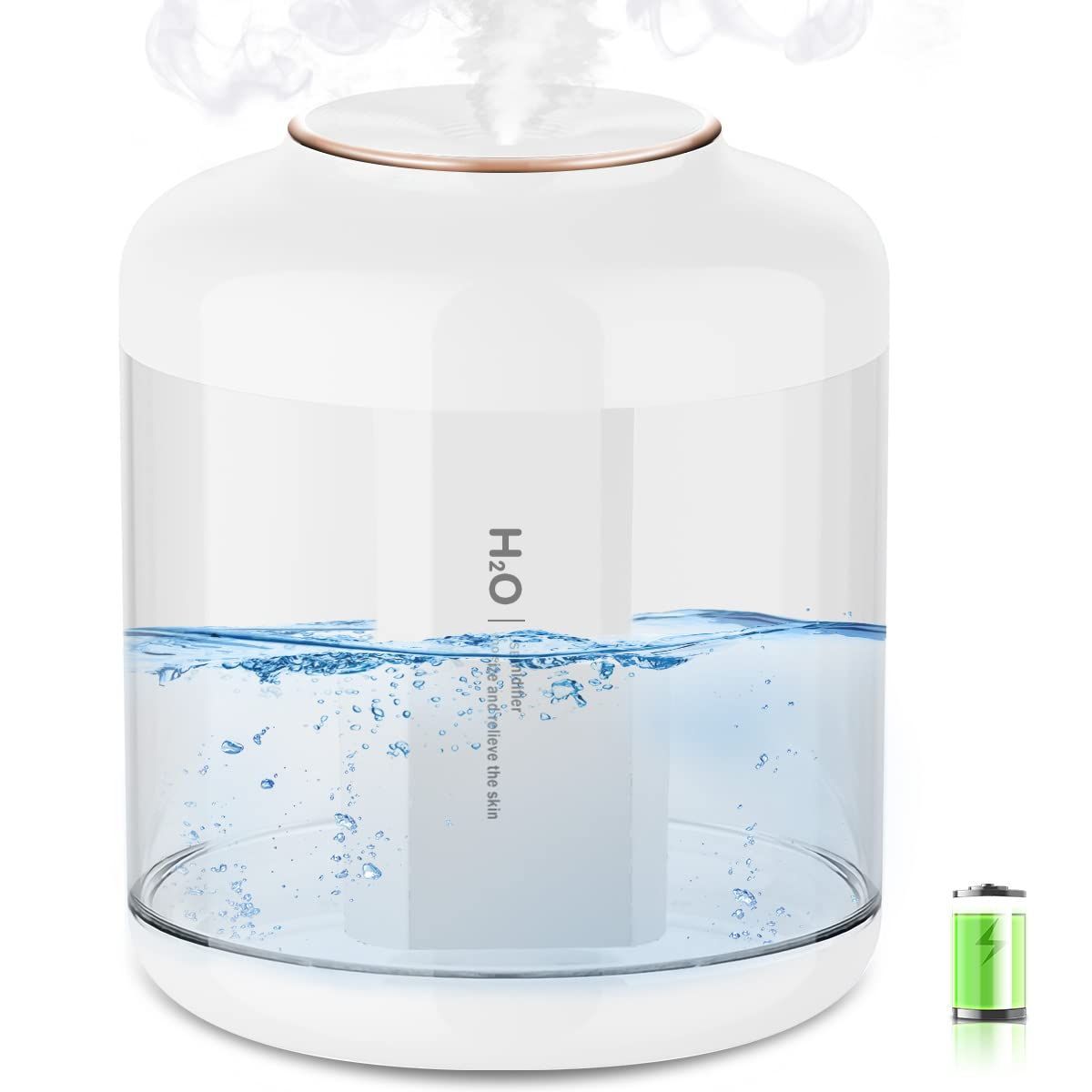 【在庫セール】2000mAh 長時間連続加湿 静音 空焚き防止 乾燥対策 超音波式 省エネ LEDライト 節電 usb リビング 小型 オフィス 充電式 プレゼント 【1.5L大容量u0026コードレス】卓上加湿器 ホワ